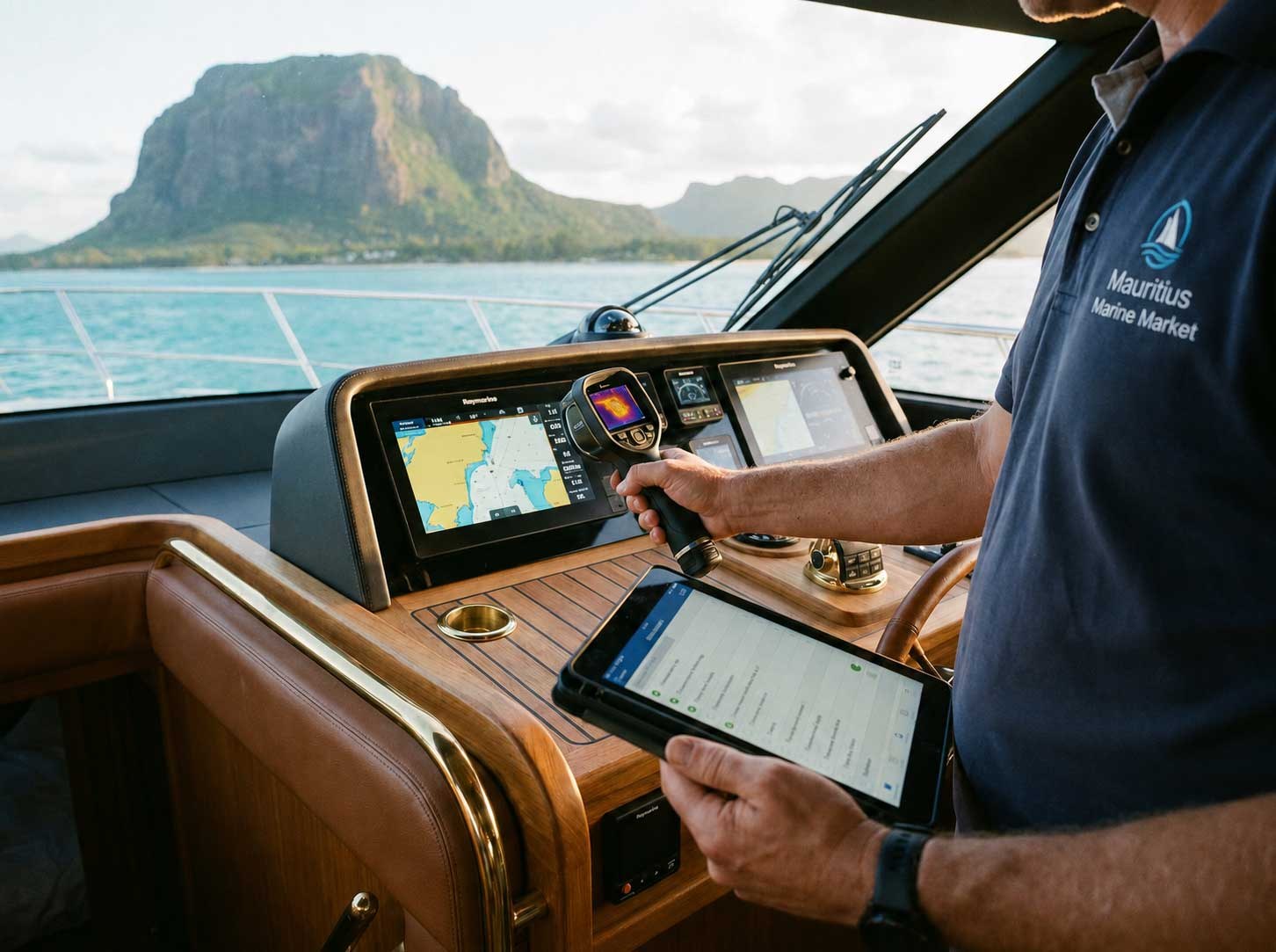 Helm station of a boat in Mauritius — points to check before buying