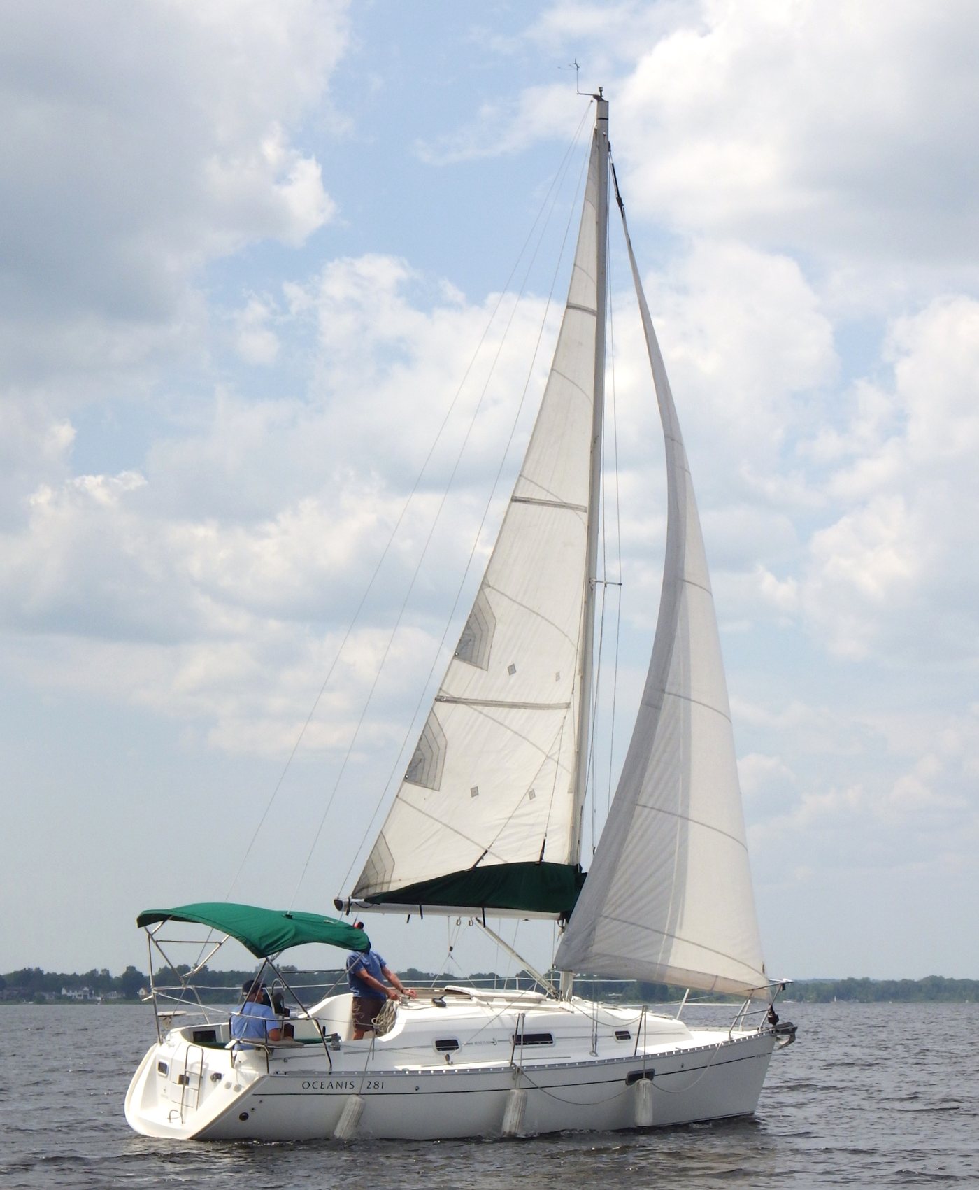 Exterior deck of a Bénéteau yacht overlooking the Mauritian lagoon