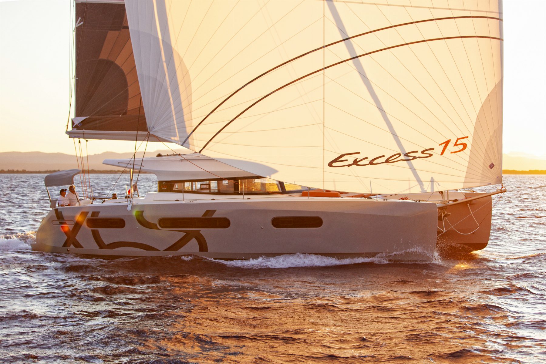 Cruising catamaran at anchor in Mauritius