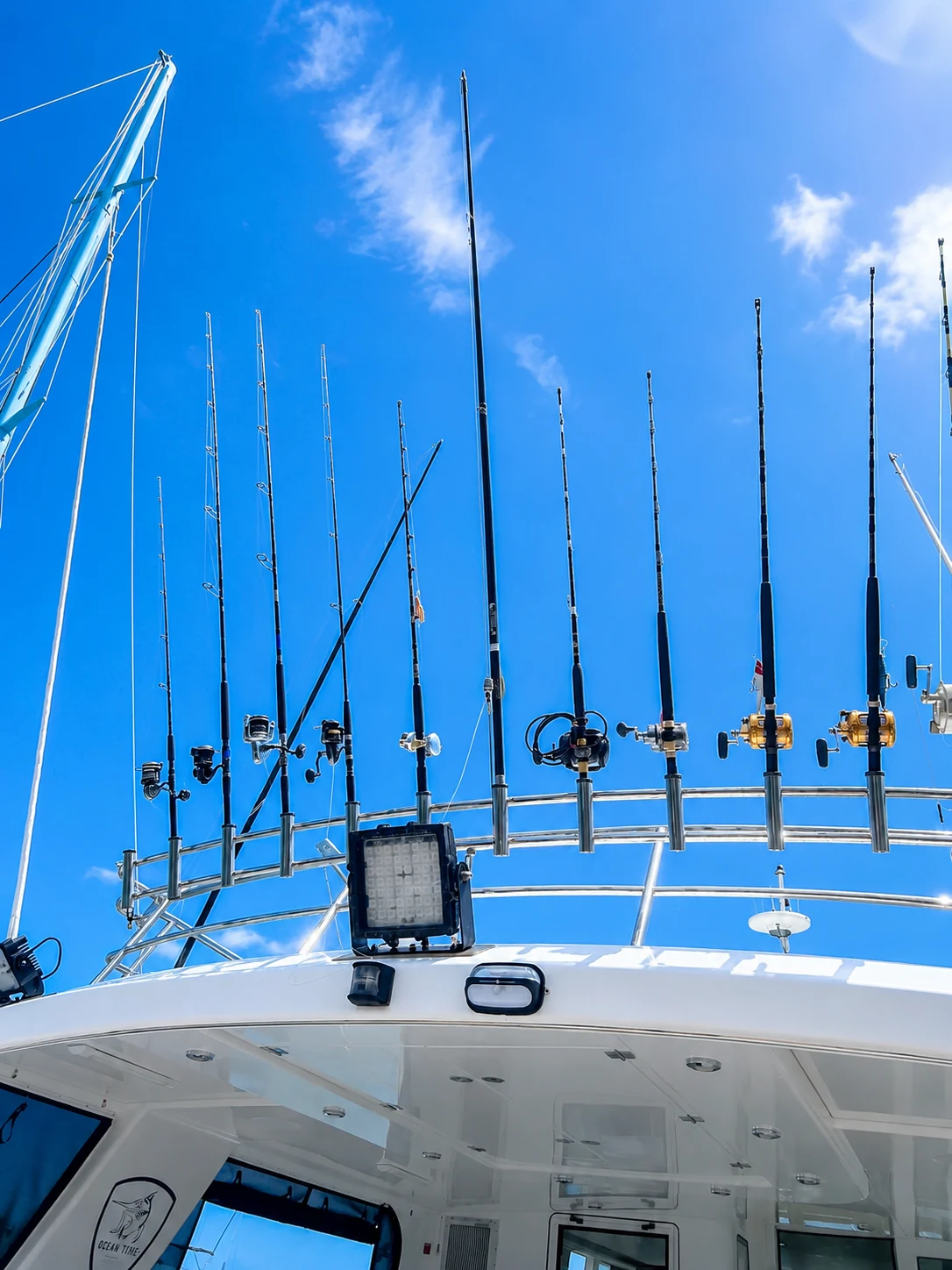 Fishing rods and equipment on board